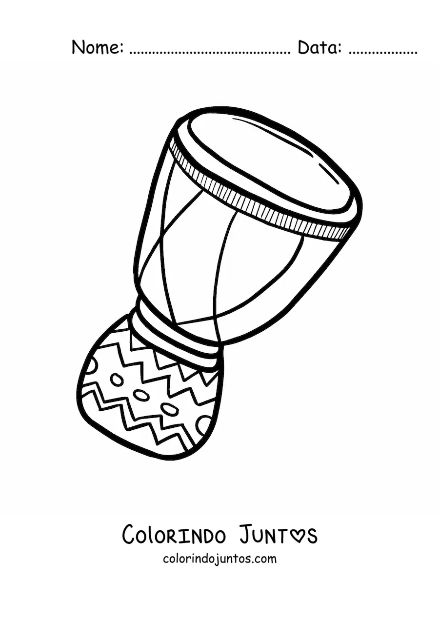 Desenho para colorir de um tambor africano