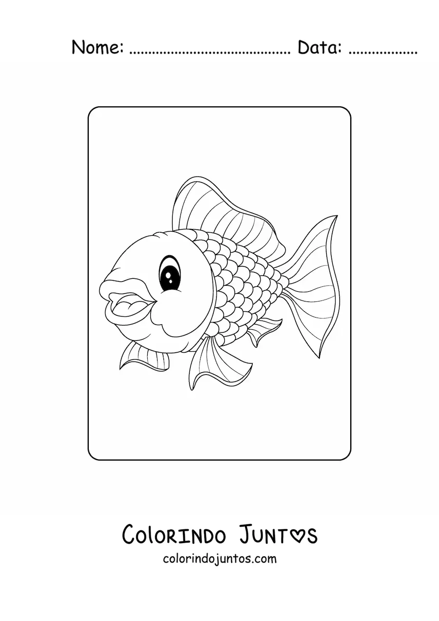 Desenho para colorir de um peixe-dourado animado feliz