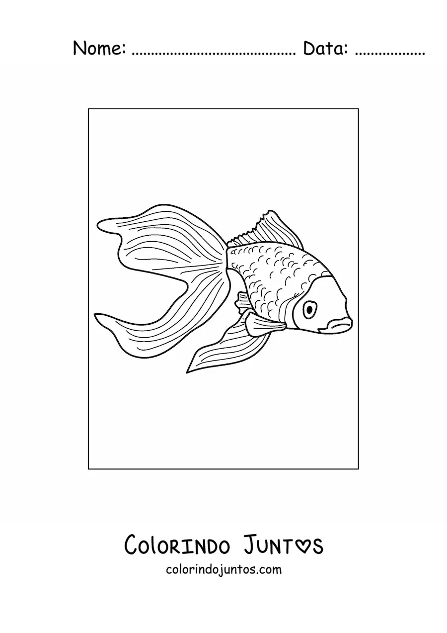 Desenho para colorir de um peixe-dourado realista nadando