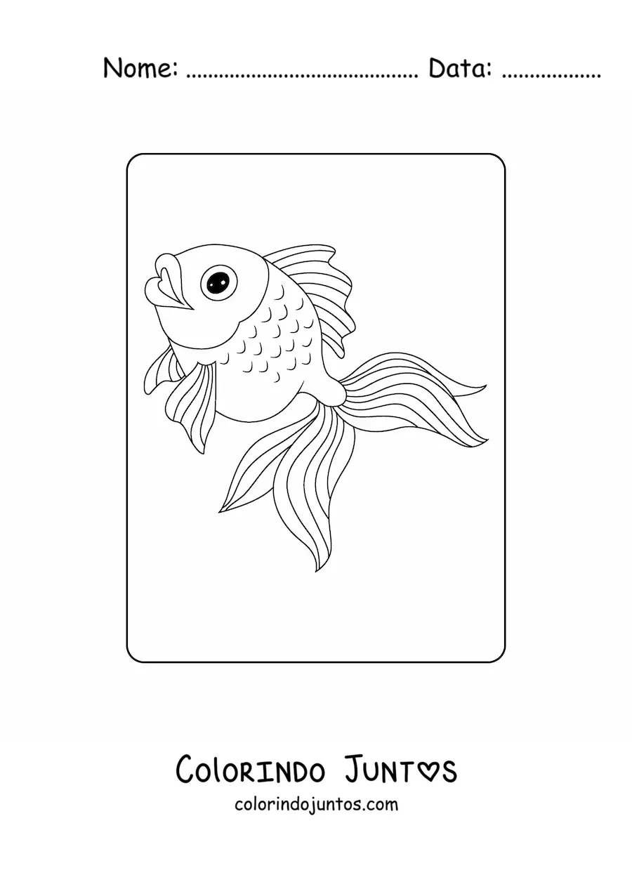 Desenho para colorir de um peixe-dourado de olhos brilhantes