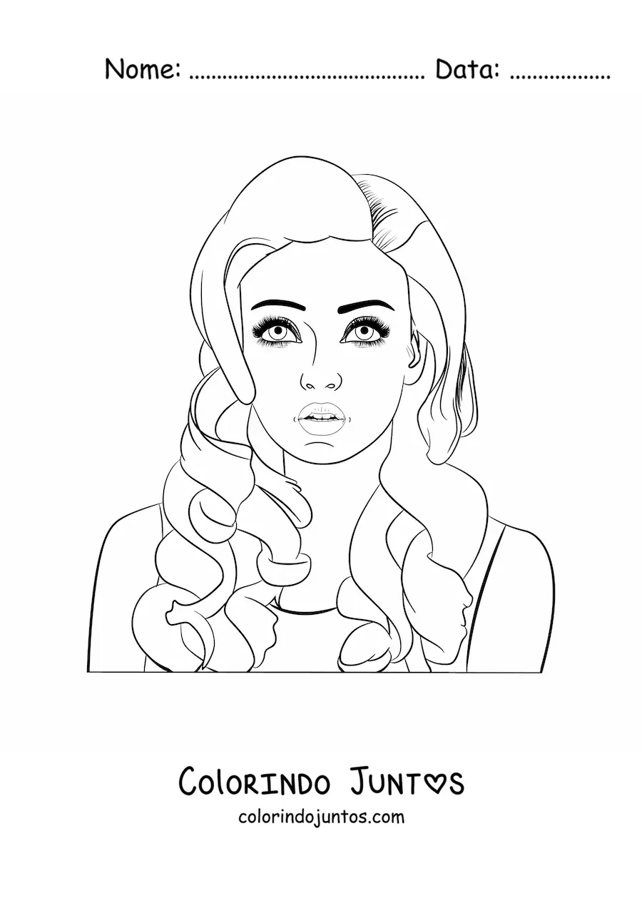 Desenho para colorir do rosto de uma mulher jovem de estilo realista