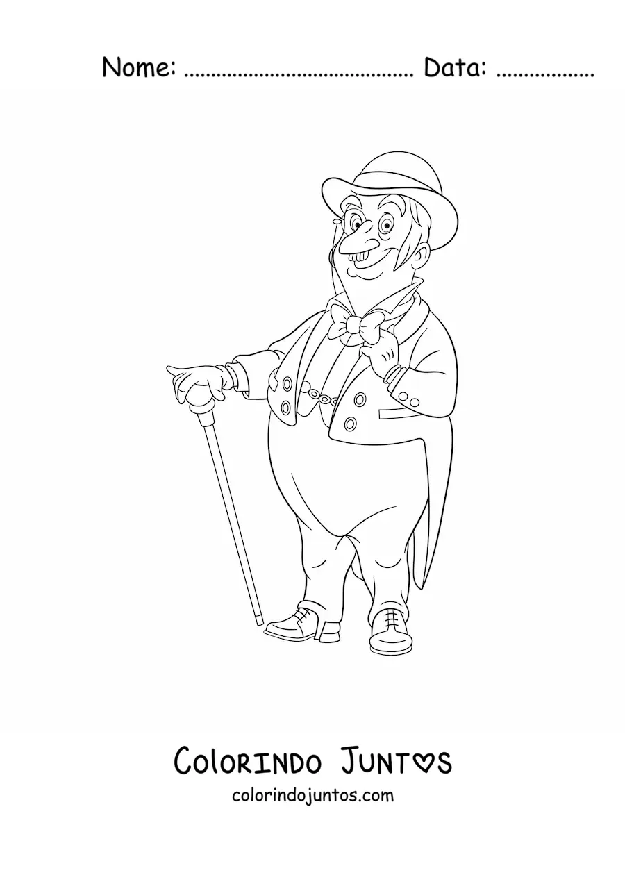 Desenho para colorir do desenho de um cavalheiro vintage