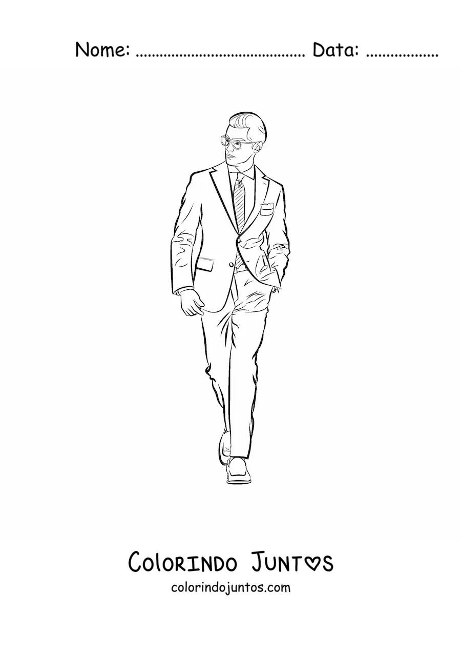 Desenho para colorir de um homem de negocios vestindo terno