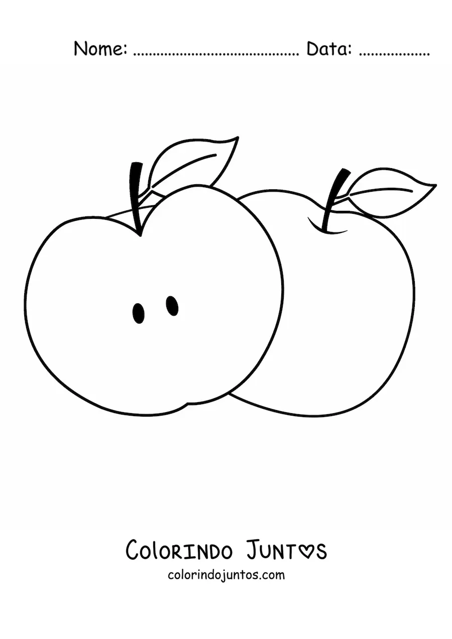Desenho para colorir de meia maçã