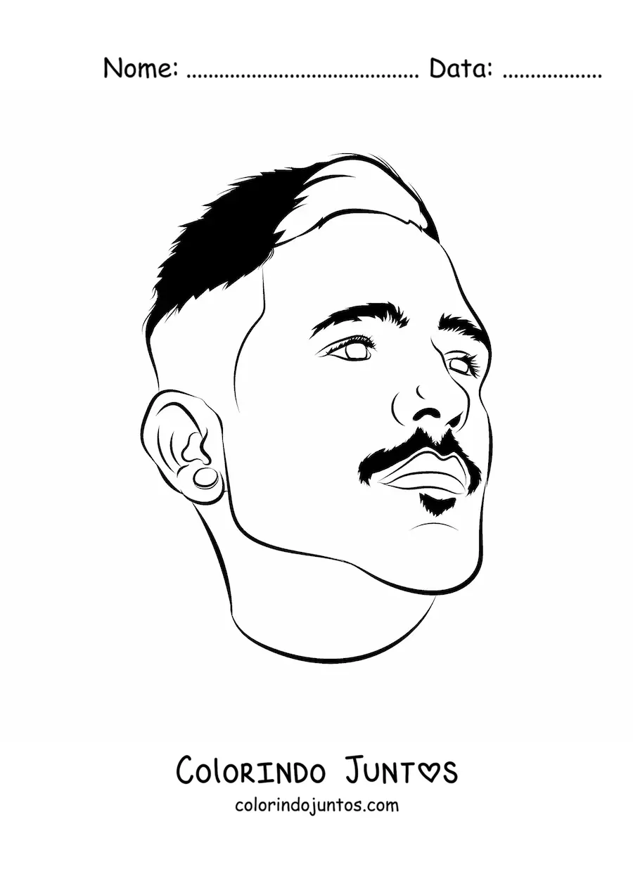 Desenho para colorir do rosto de um homem com bigode