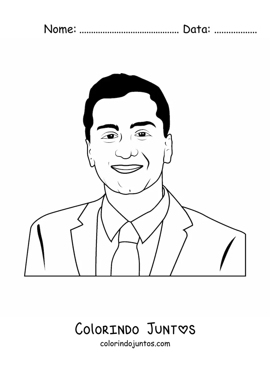 Desenho para colorir de um homem feliz usando gravata em estilo realista