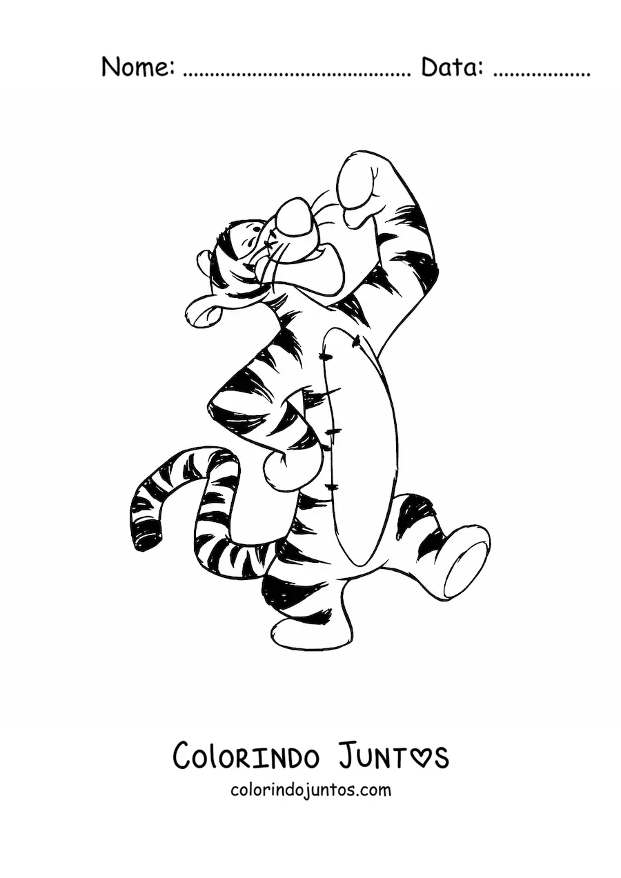 Desenho para colorir do Tigrão posando feliz