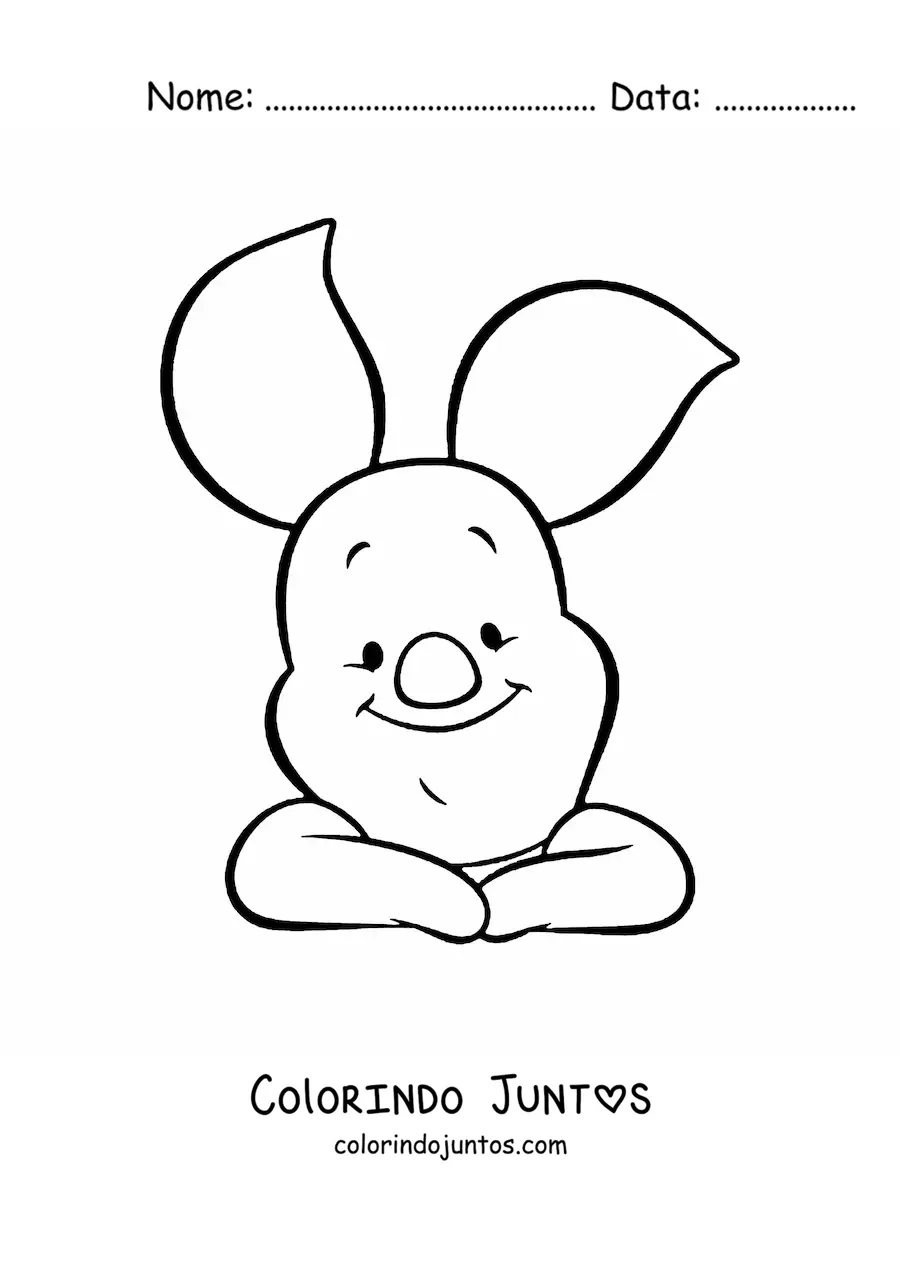 Desenho para colorir do rosto do Leitao sorridente