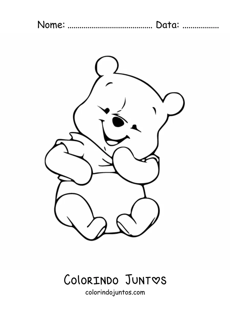 Desenho para colorir do Ursinho Pooh bebe sorridente