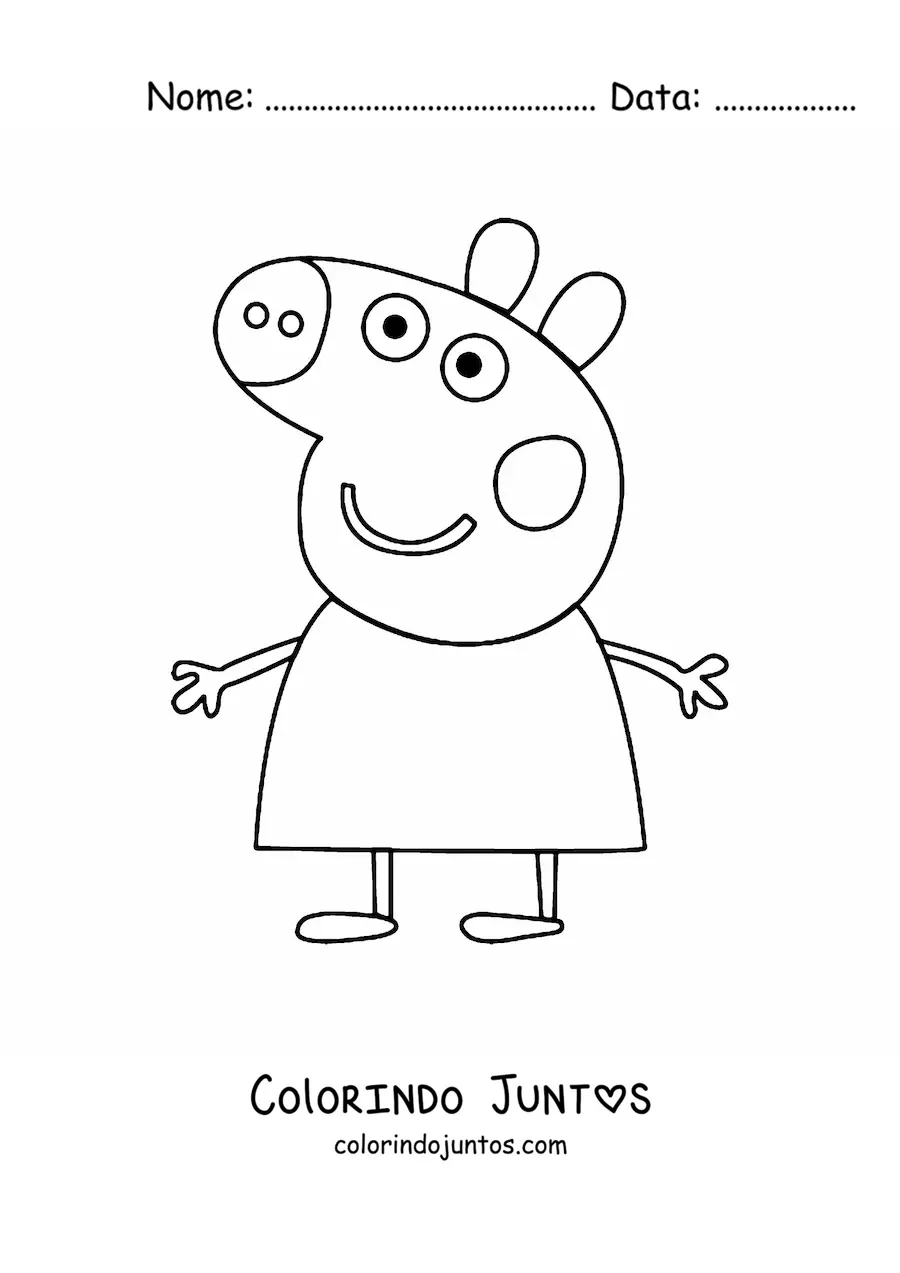 Desenho para colorir da Peppa Pig sorridente