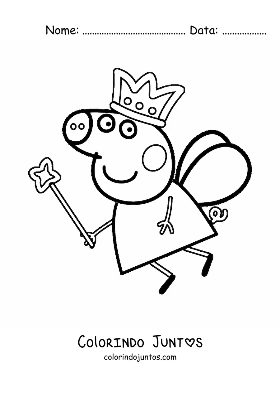 Desenho para colorir da Peppa vestida de fada