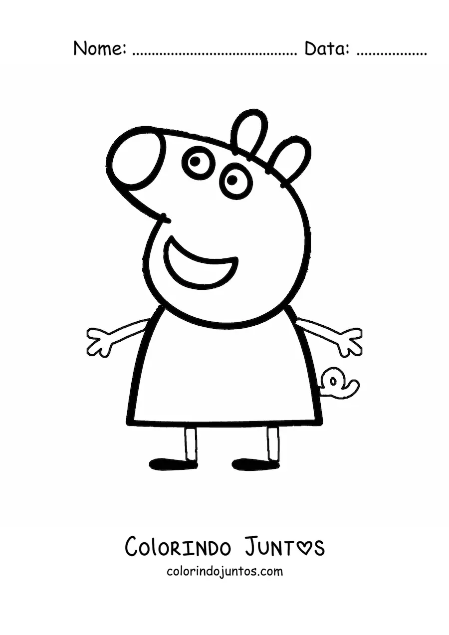 Desenho para colorir da Peppa sorridente