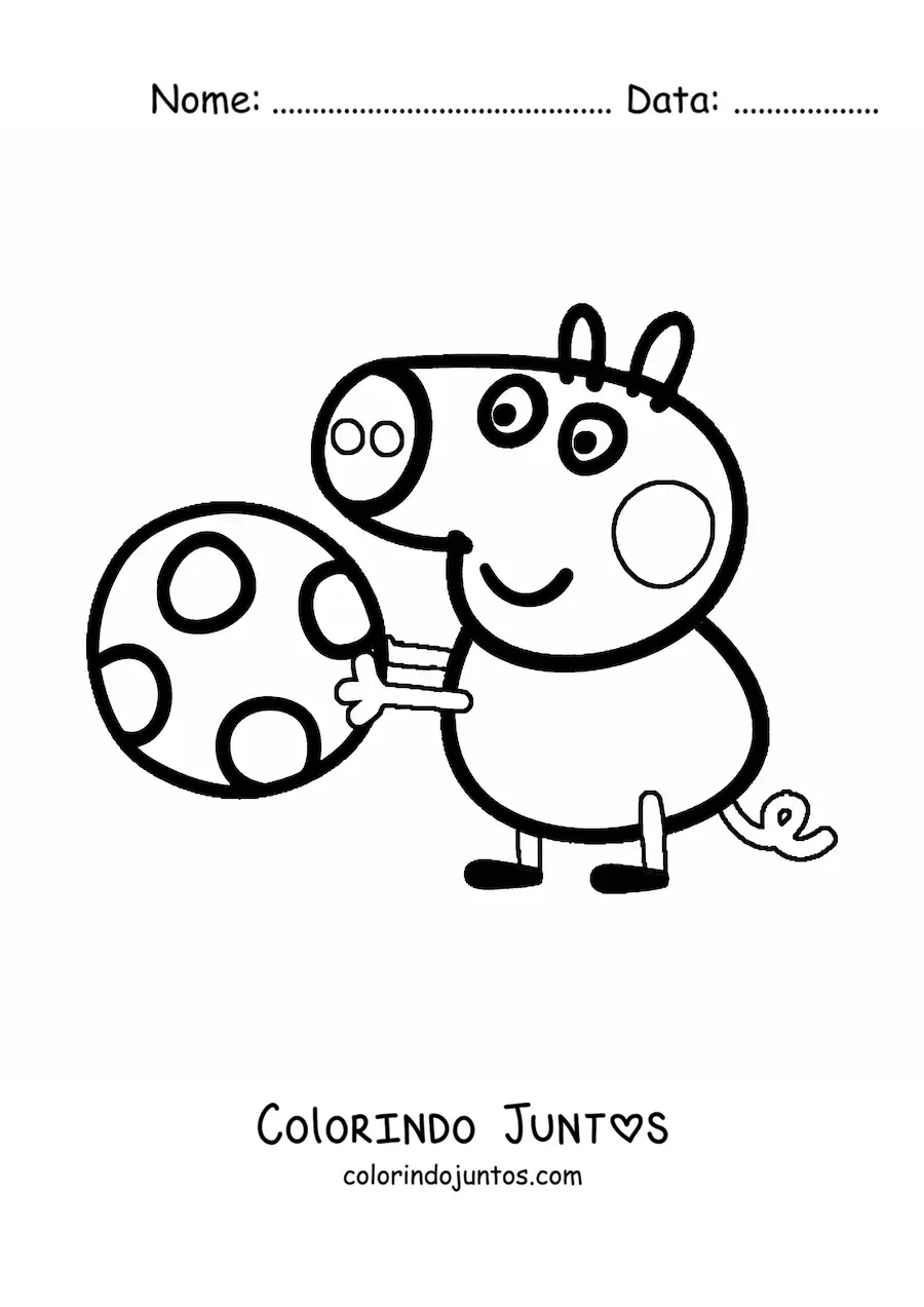 Desenho para colorir do George brincando com uma bola