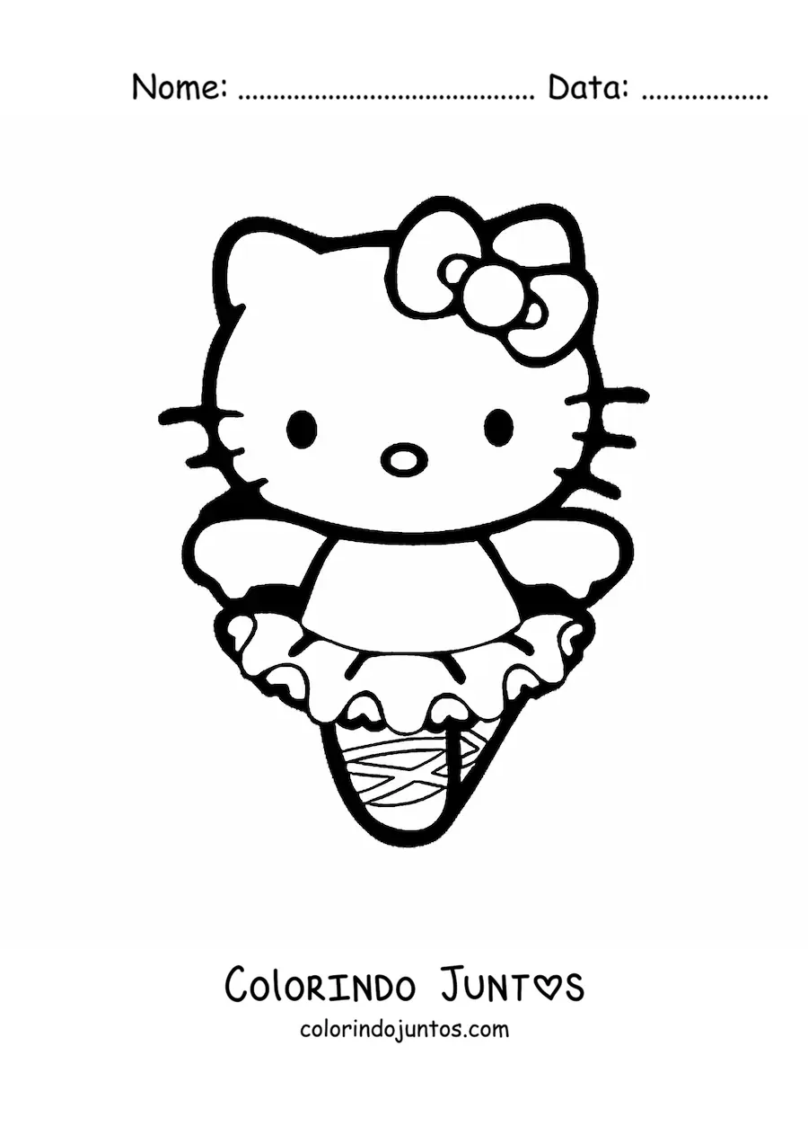 Desenho para colorir da Hello Kitty vestida de bailarina