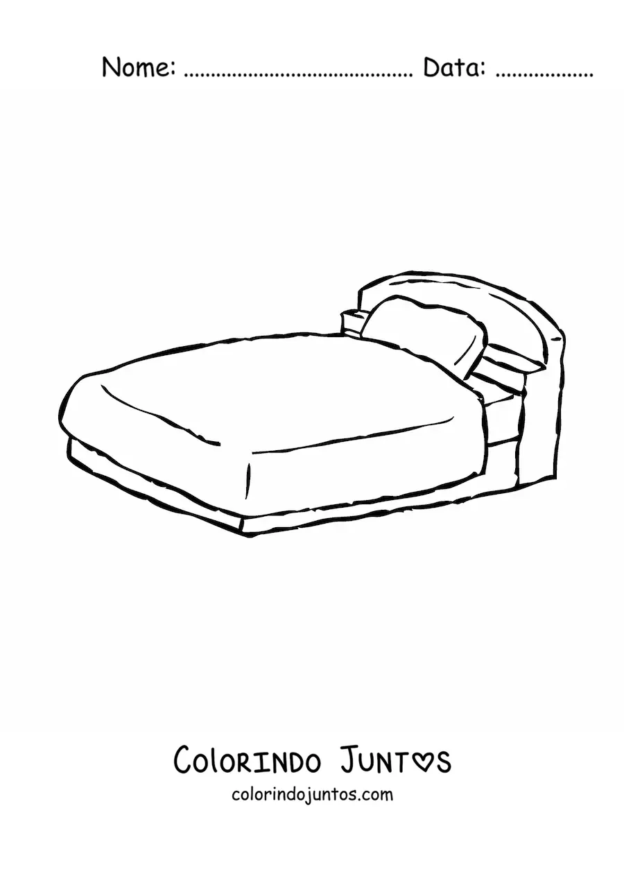 Desenho para colorir de uma cama de solteiro com um travesseiro