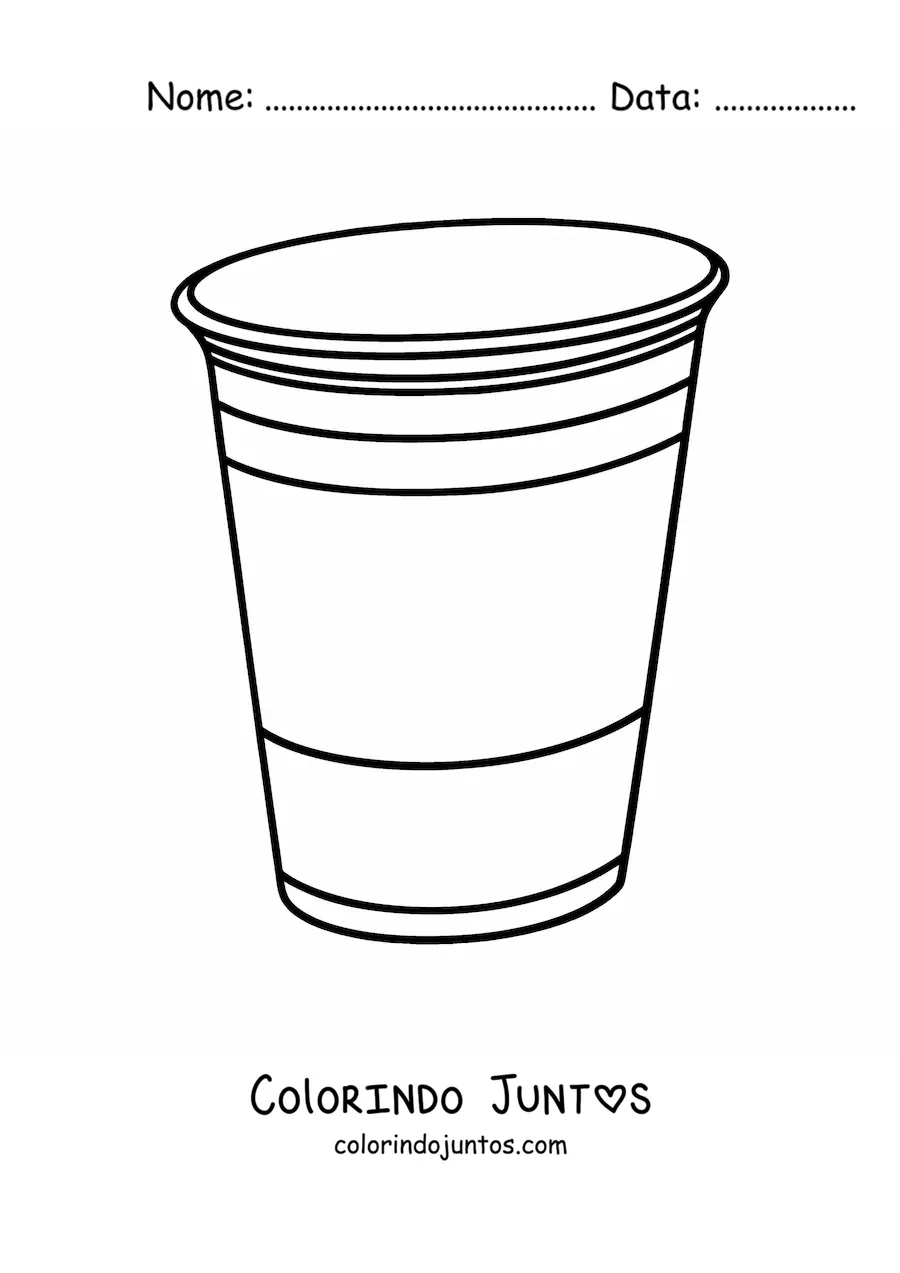 Desenho para colorir de um copo de plastico vazio