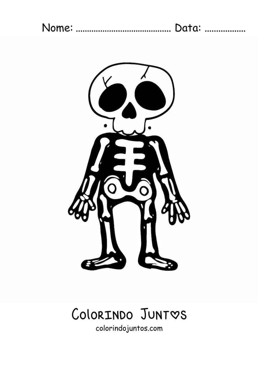 Desenho para colorir de uma fantasia de esqueleto de Halloween