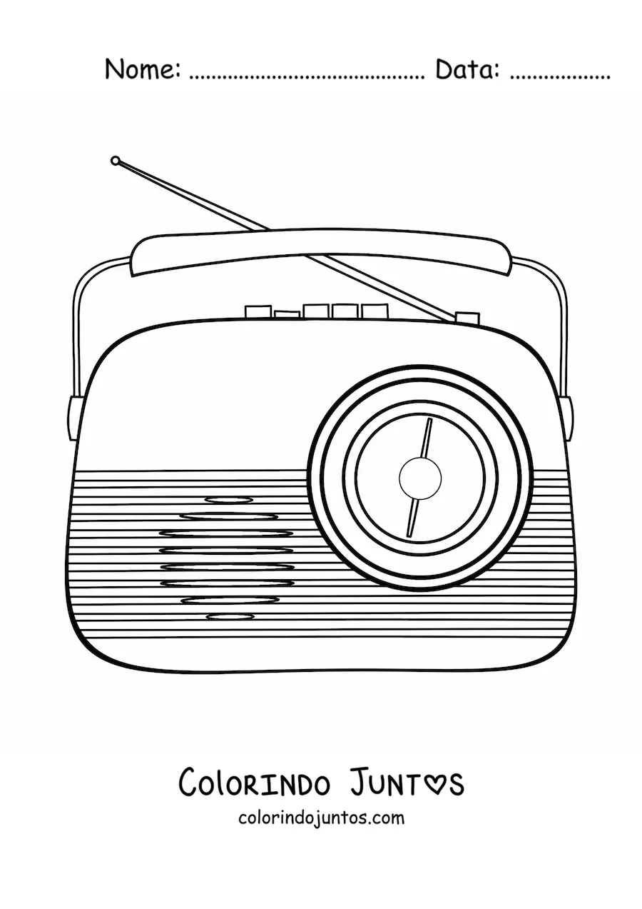 Desenho para colorir de um radio antigo com antena