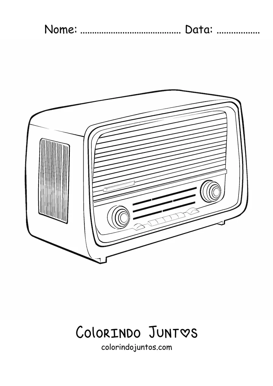 Desenho para colorir de um radio vintage sem antena