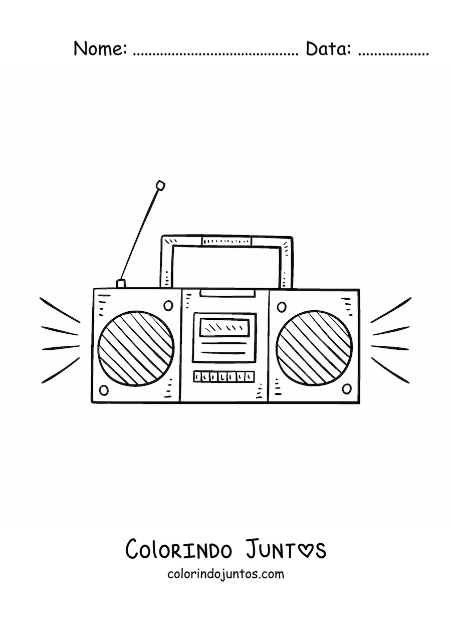 Desenho para colorir de um radio moderno com os alto-falantes ligados