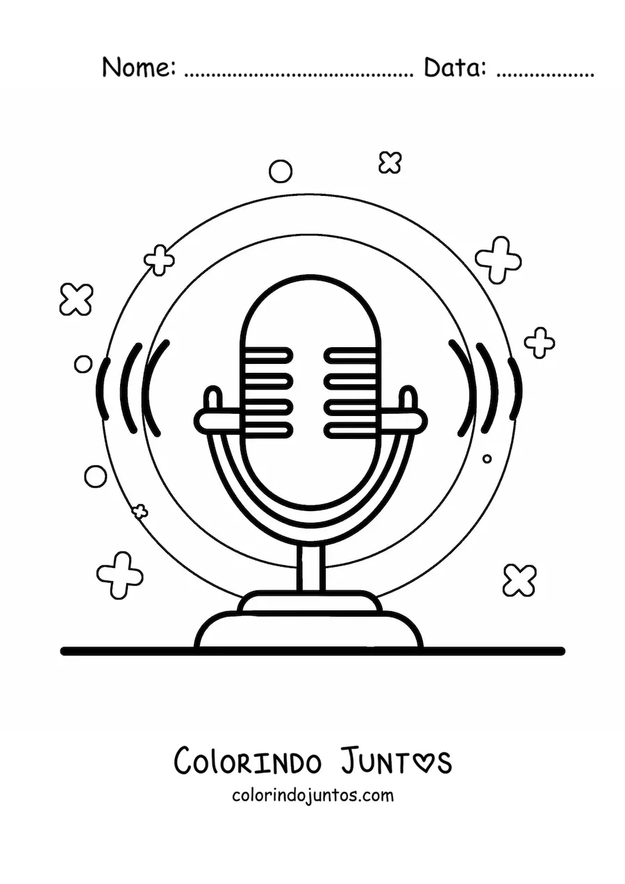 Desenho para colorir de um microfone antigo de radio