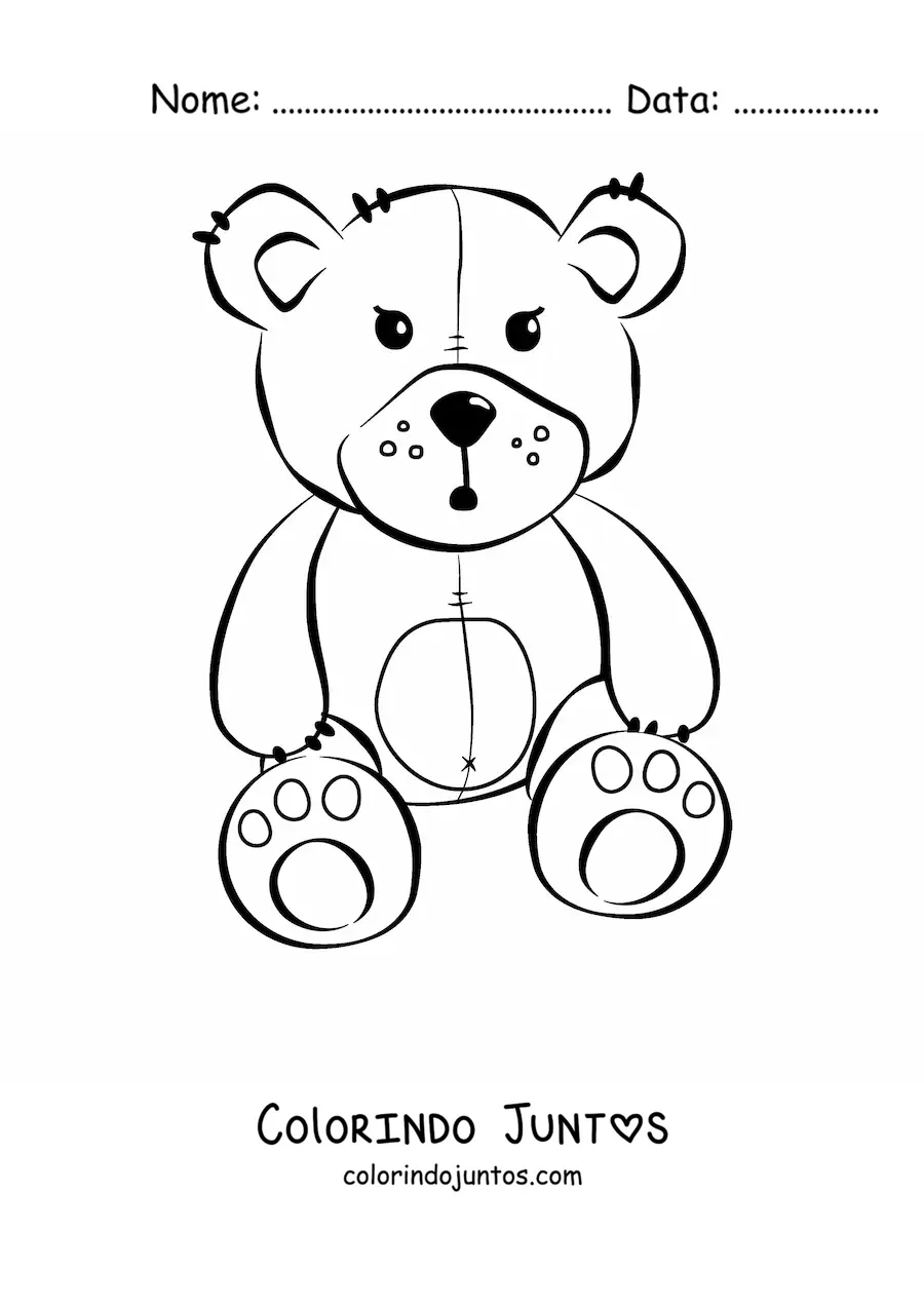 Desenho para colorir de um ursinho de pelucia