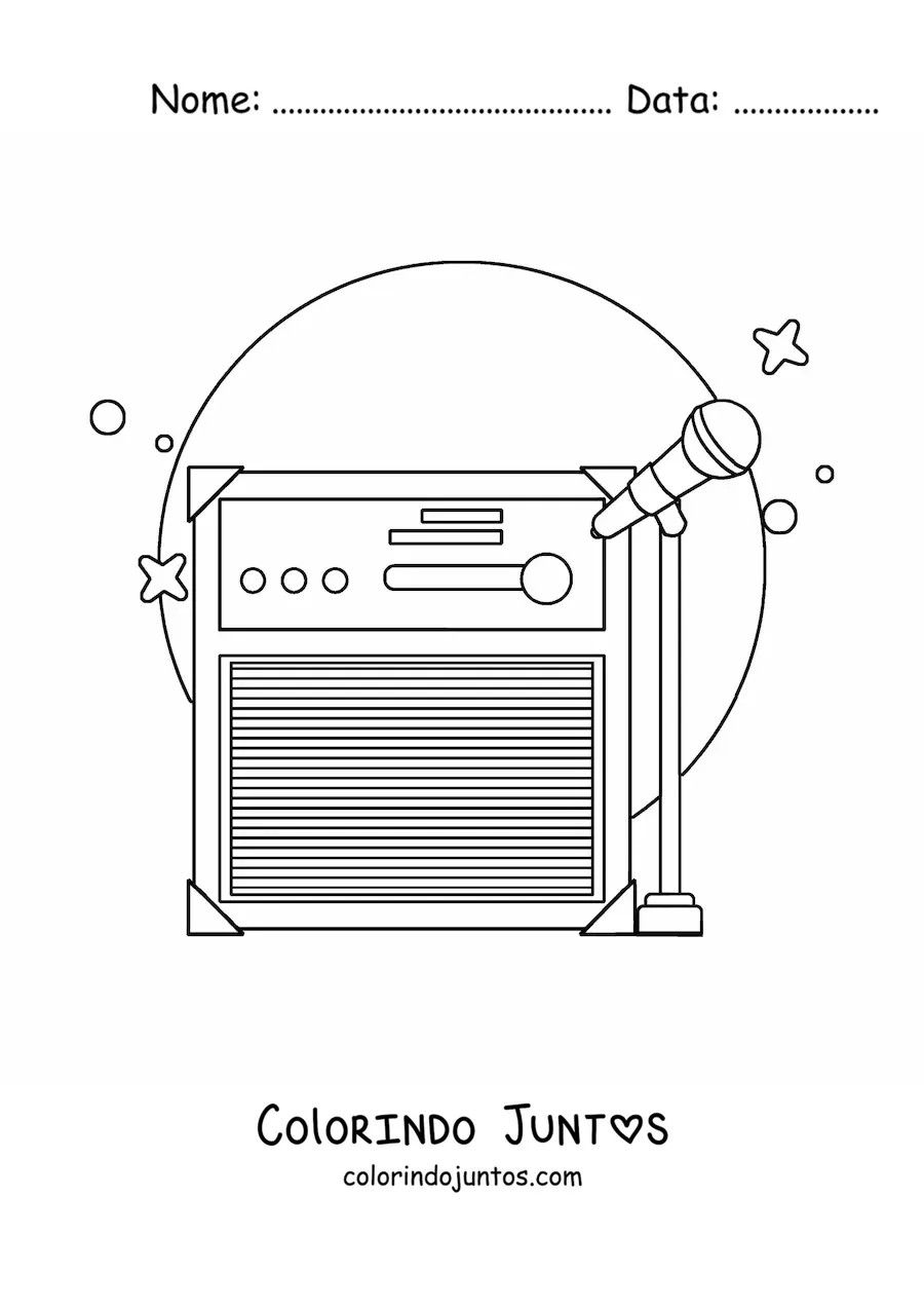 Desenho para colorir de um microfone de pe com amplificador