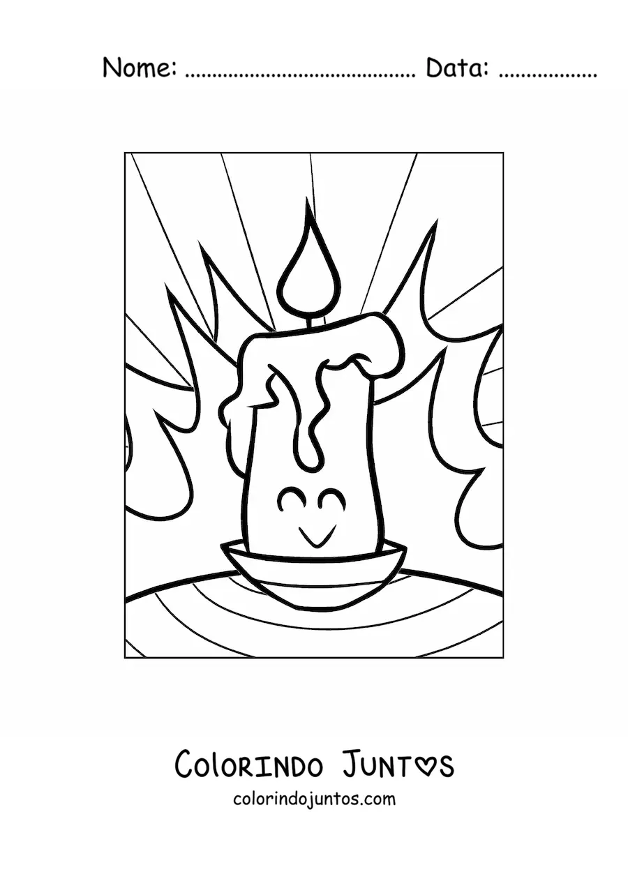 Desenho para colorir de uma vela animada