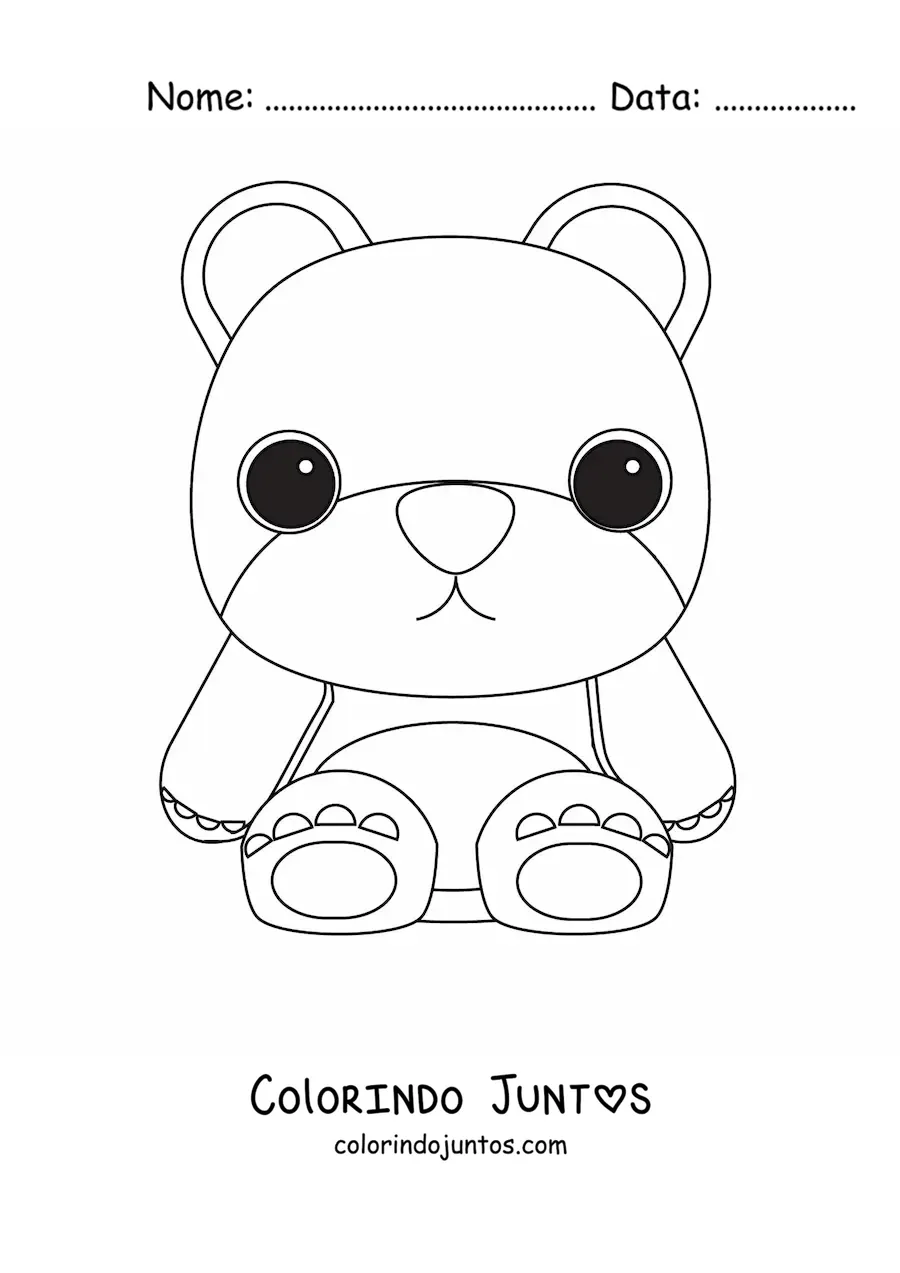 Desenho para colorir de um ursinho de pelucia de olhos grandes
