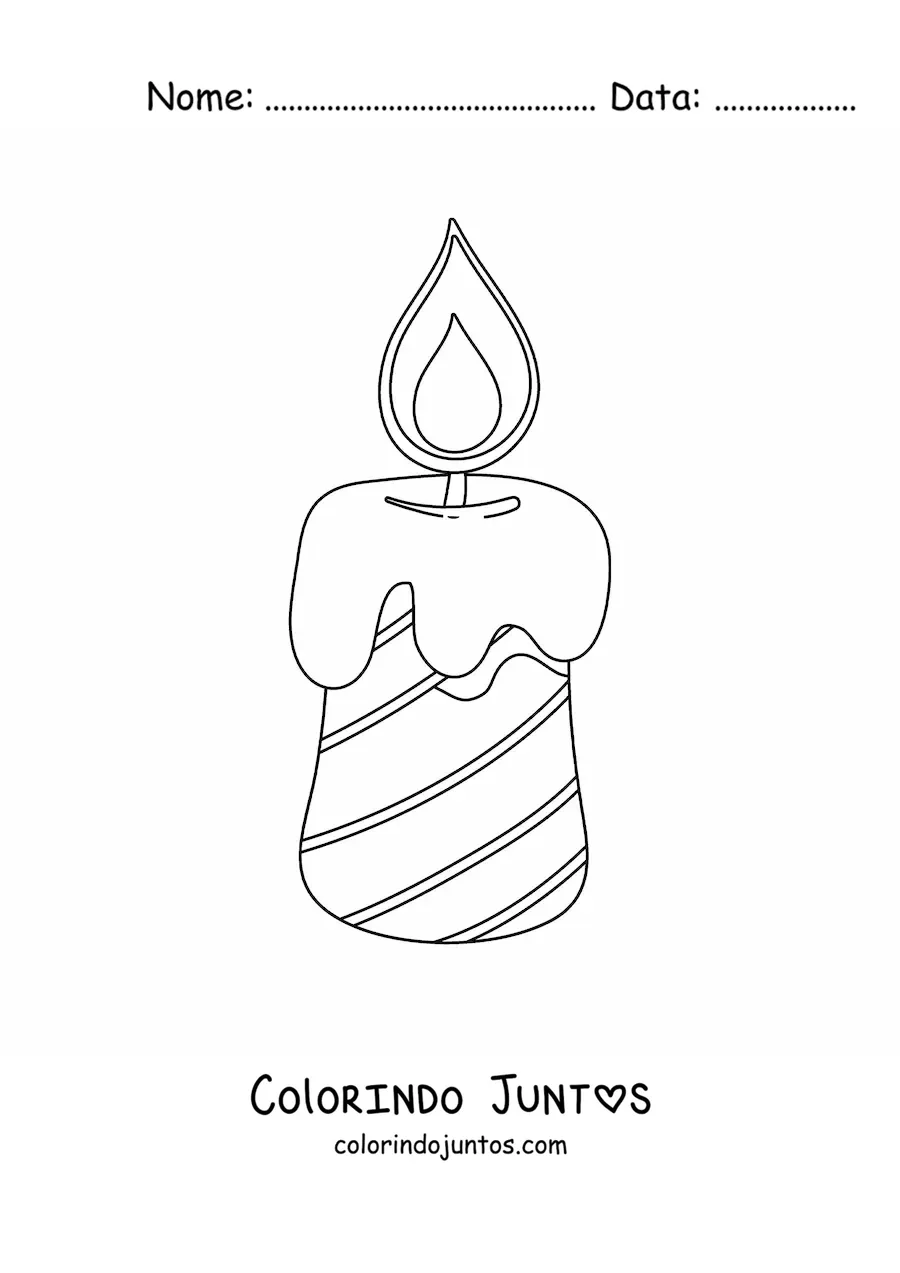 Desenho para colorir de uma vela de aniversario com listras