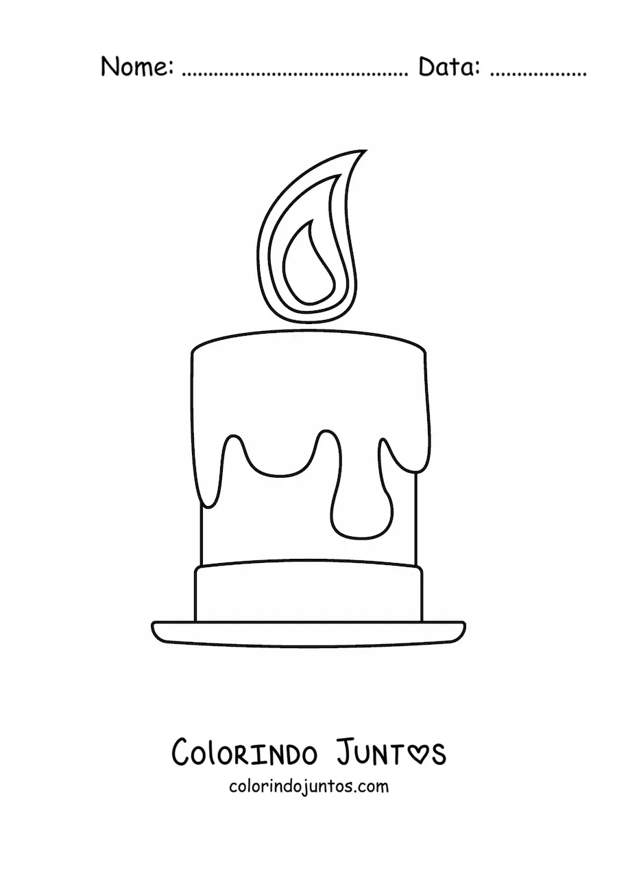 Desenho para colorir de uma vela acesa