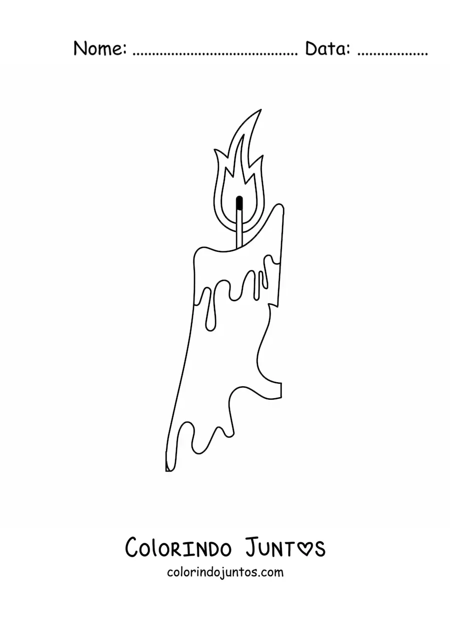 Desenho para colorir de uma vela derretendo
