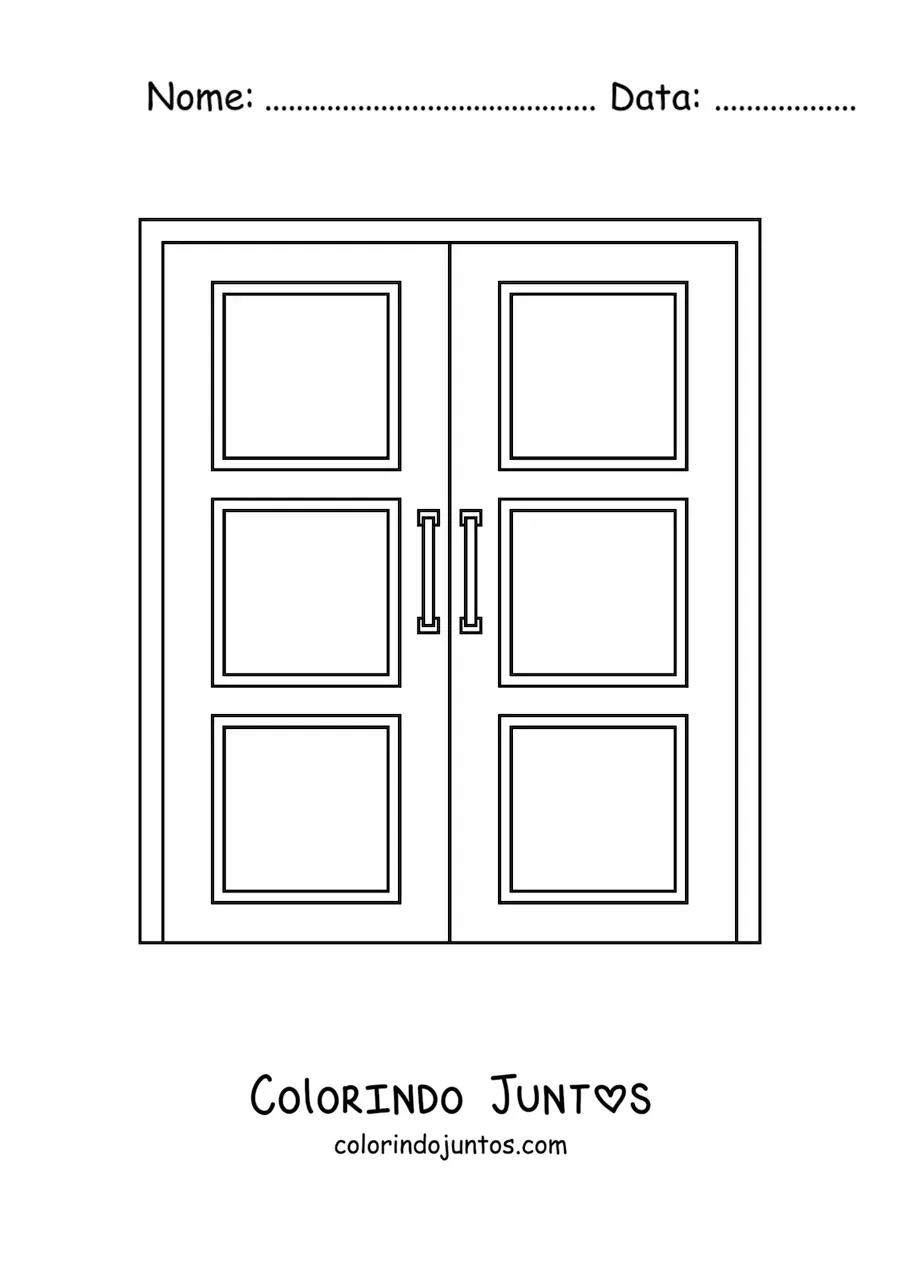 Desenho para colorir de uma porta dupla de madeira