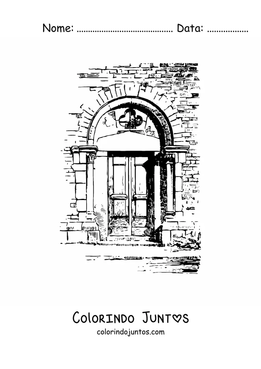 Desenho para colorir de uma porta realista