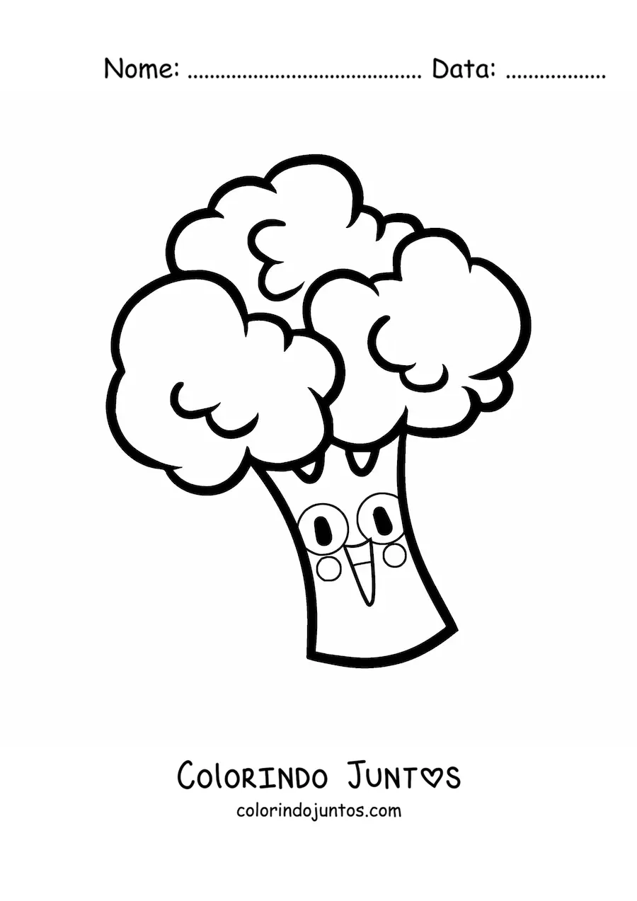 Desenho para colorir de um brocolis animado alegre