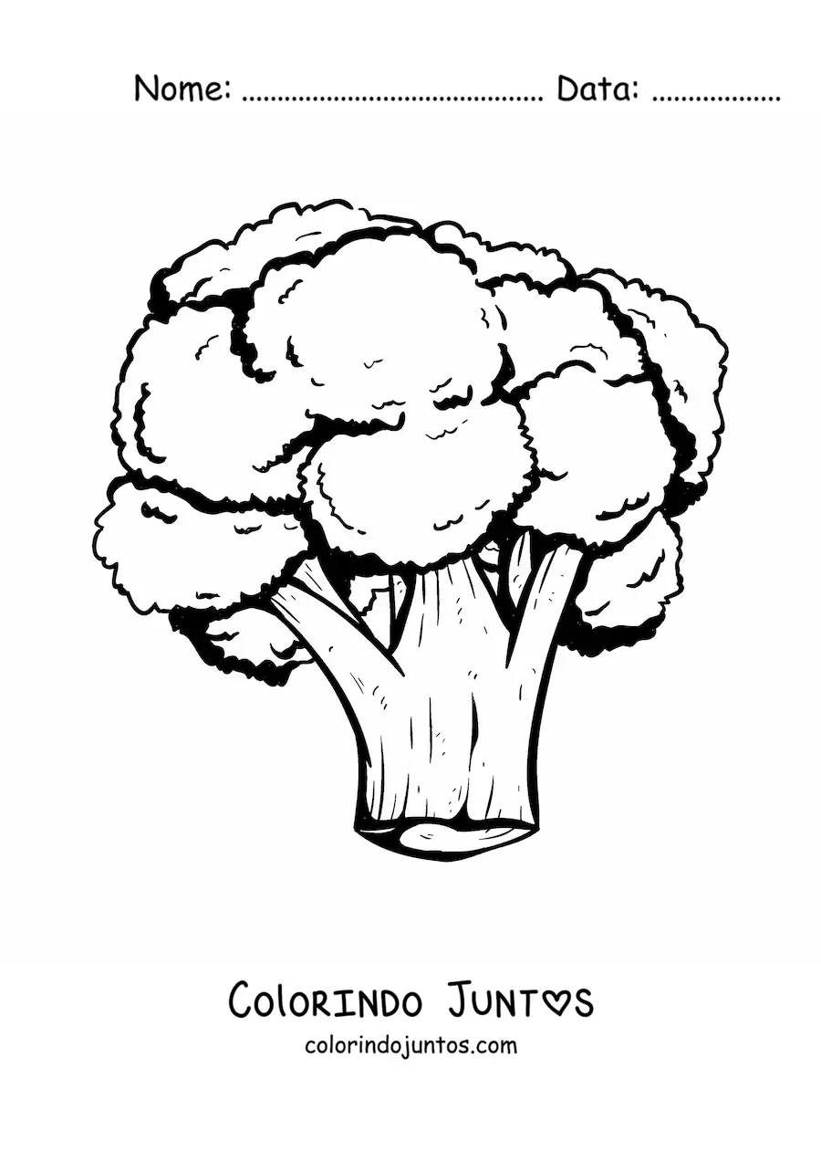 Desenho para colorir de um brocolis realista