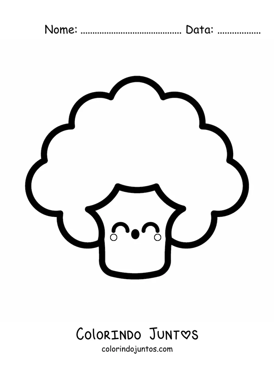 Desenho para colorir de um brocolis kawaii