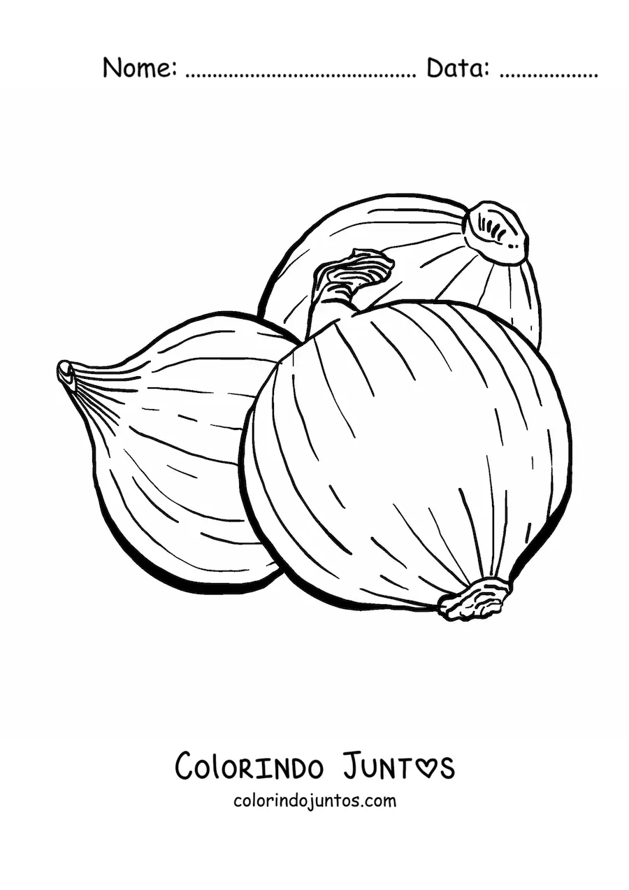 Desenho para colorir de 3 cebolas