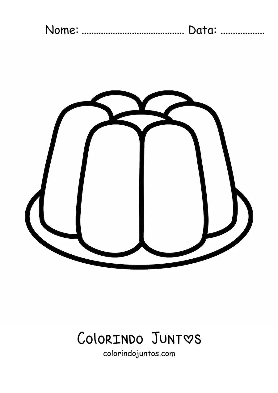 Desenho para colorir de uma gelatina em um prato