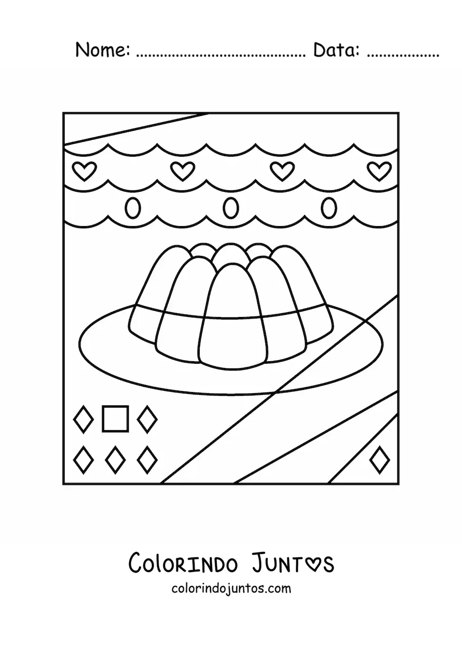 Desenho para colorir de uma gelatina com figuras geometricas