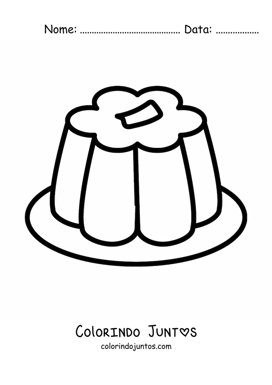 Desenho para colorir de uma gelatina simples em um prato