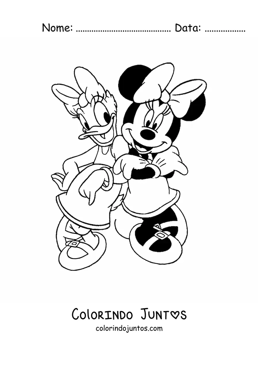 Desenho para colorir da Minnie Mouse e da Margarida