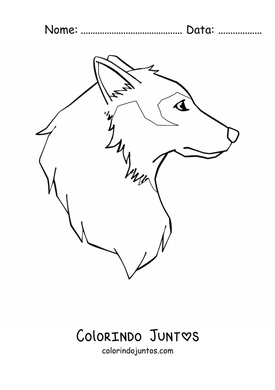 Desenho para colorir da cabeca de um lobo de perfil