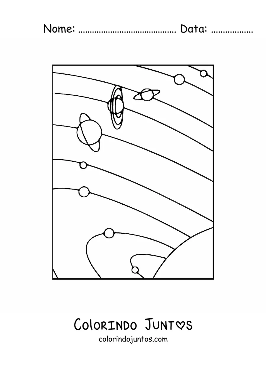 Desenho para colorir do Sistema Solar com Plutao