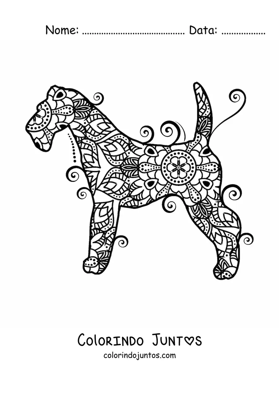 Desenho para colorir de uma mandala de cachorro