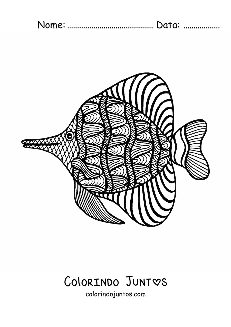 Desenho para colorir de uma mandala de peixe