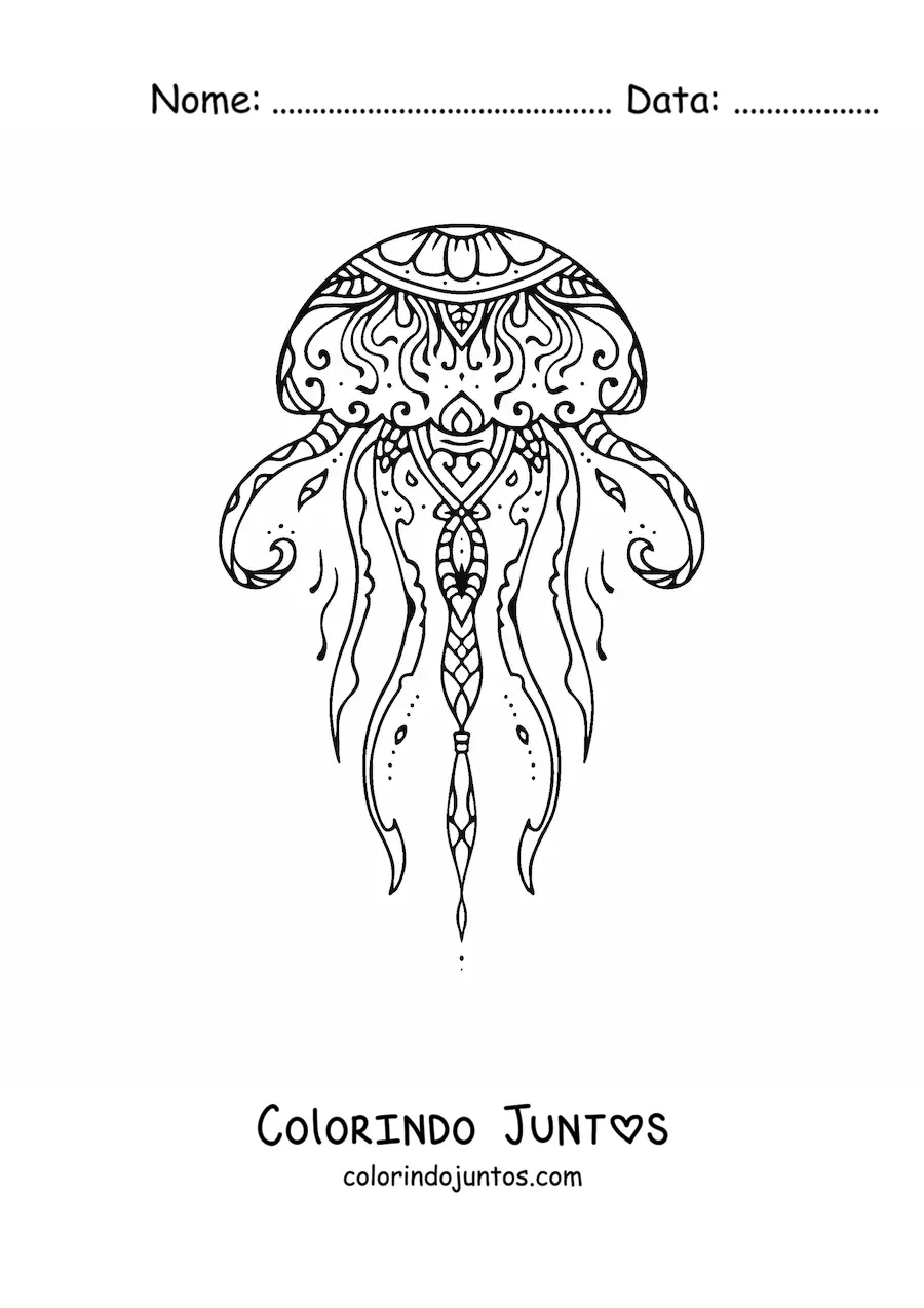 Desenho para colorir de uma mandala de agua-viva