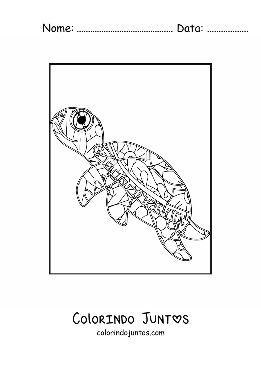 Desenho para colorir de uma mandala de tartaruga