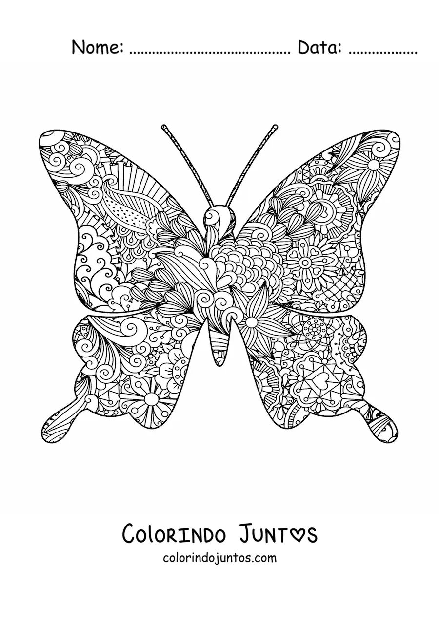 Desenho para colorir de uma mandala de borboleta