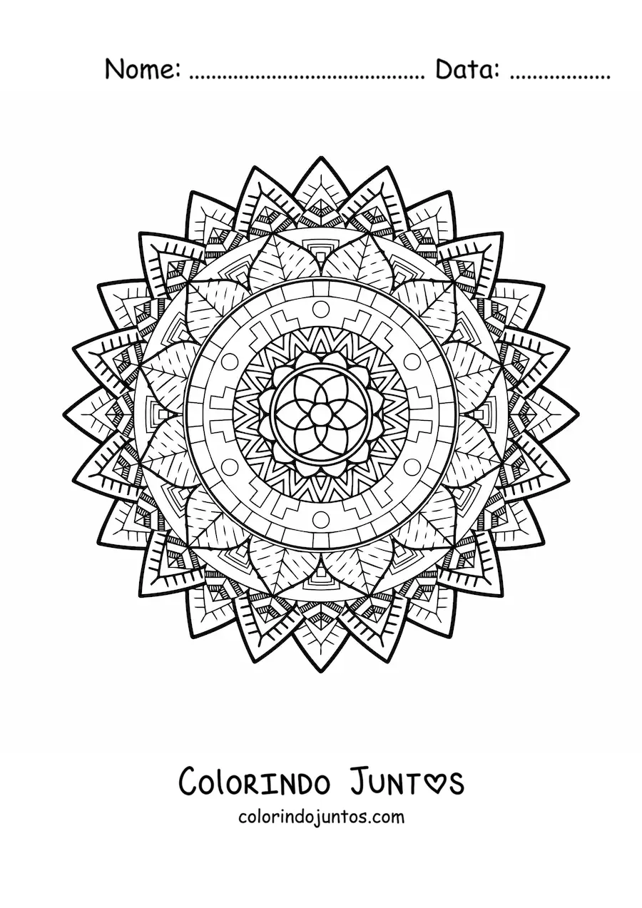 Desenho para colorir de uma mandala geometrica dificil